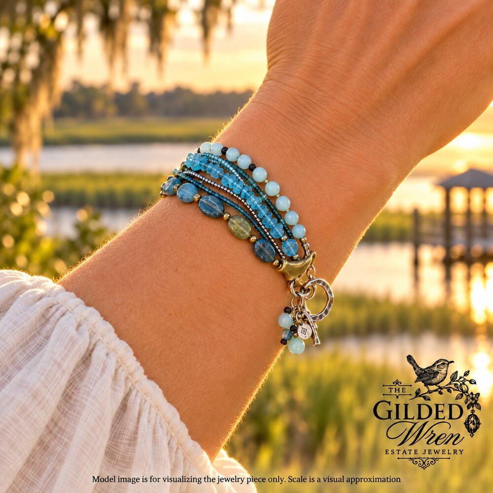 Silpada B2066 Sterling Silver Quartzite Kyanite Apatite 9-Strand Bracelet